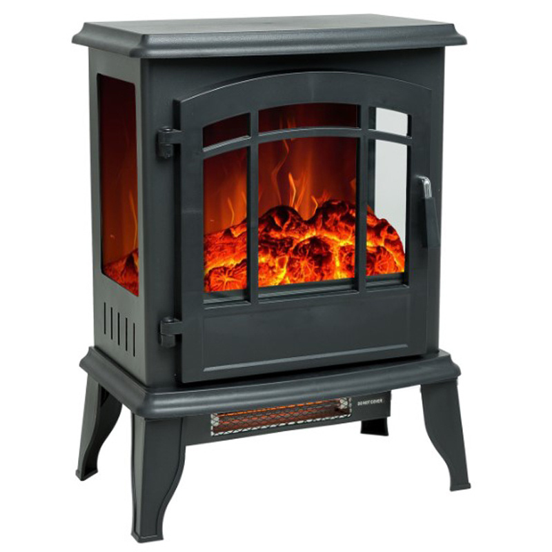 modern decorative independent 3 side view safe small freestanding electric fireplace with resin log and legs