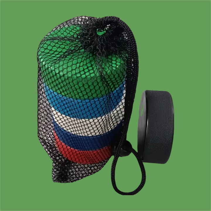 Black Polyester Mesh Bag 5 Pieces Per Bag Standard Size Official Practicing Rubber Ice Hockey Puck