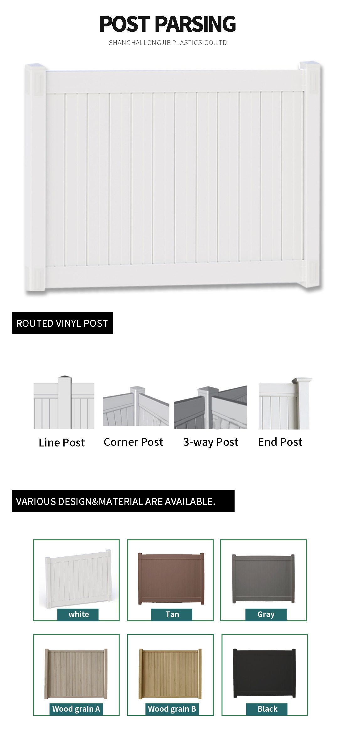 cheap vinyl fence  Gate 6' x 8' or 6' x 6 Hot Sale White Color PVC Solid Panel Private Fence