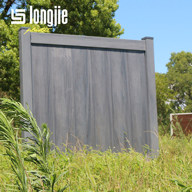 Longjie 6'x8' Grey Wood Color Wholesale Easily Assembled Plastic PVC Vinyl Privacy Fencing Panels