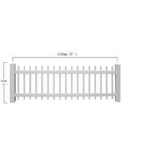 Customized  Size and Style White PVC Garden Picket Fence