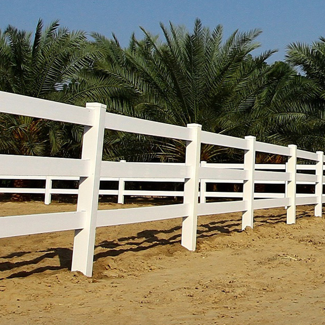 6*8 Feet High Quality Factory Directly PVC 3 Rails Farm and Horse Fence White Nature