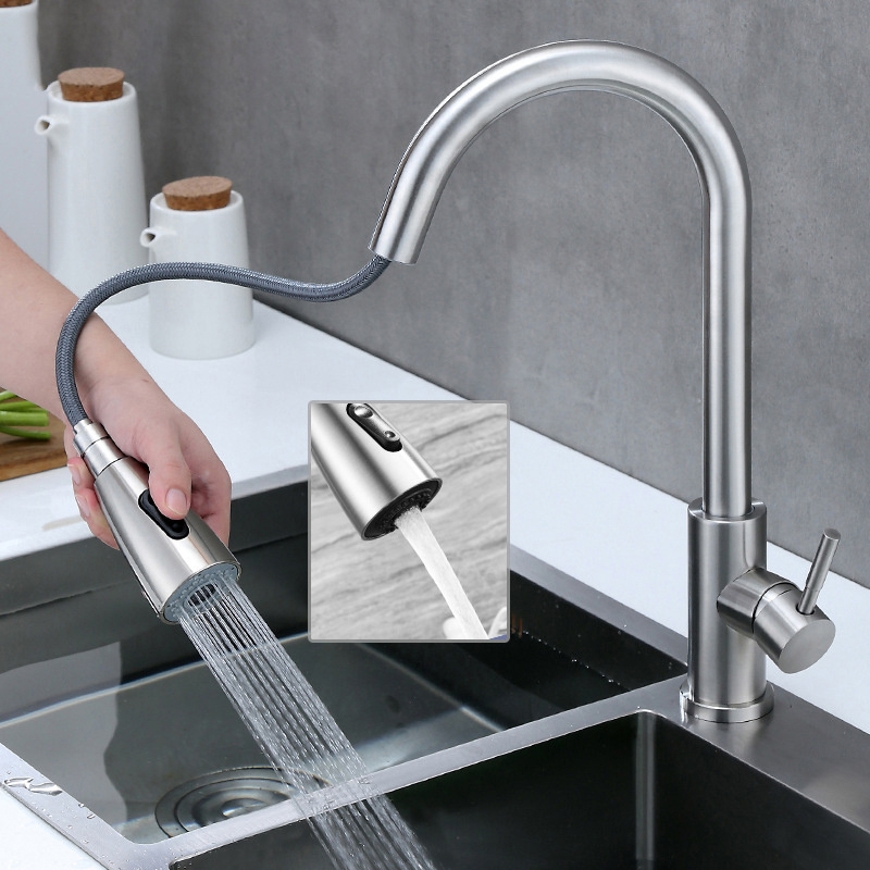 High Quality Kitchen Pull-Out Telescopic Cold And Hot Random Pulling Faucet Sink Dishwasher Basin Faucet