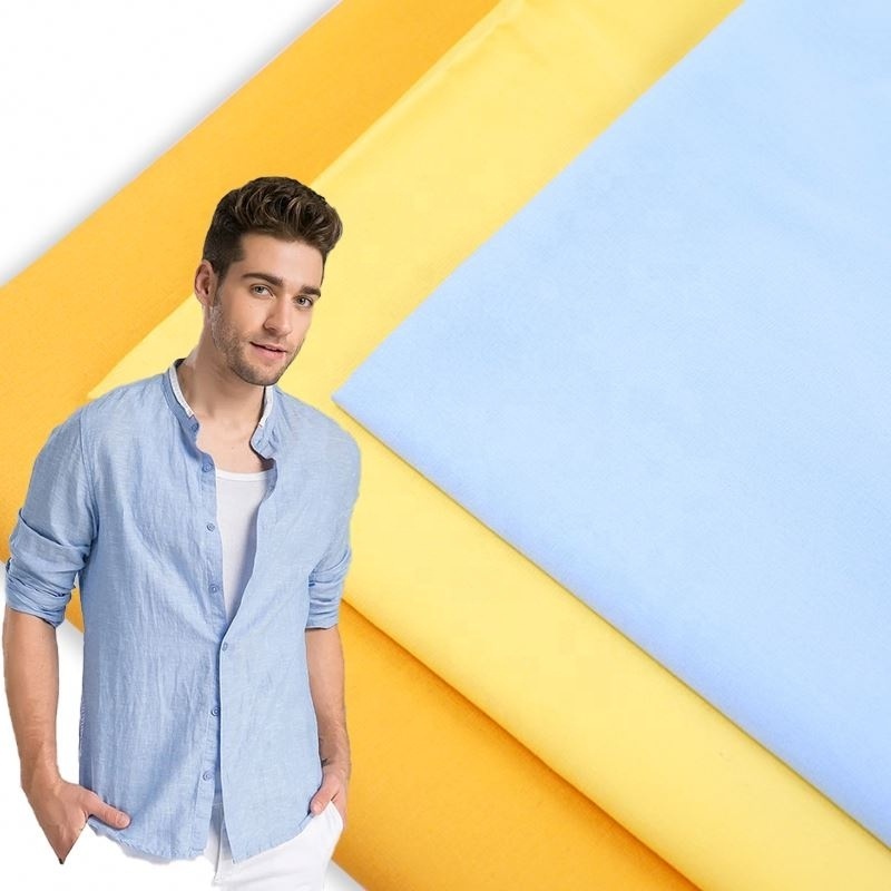 Clothes Shirts Lightweight Shirt Feel Fabric Fabrics Woven Plain Good Selling Spun 75 45 Polyester 25 55 Cotton for Men 57/58