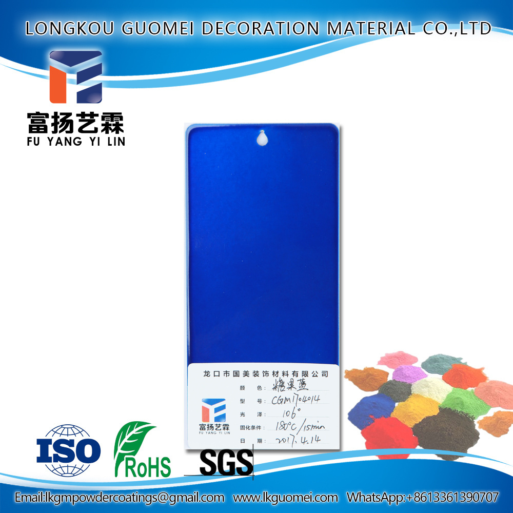 Chart standard luminous bright candy blue topcoat spray paint powder coating