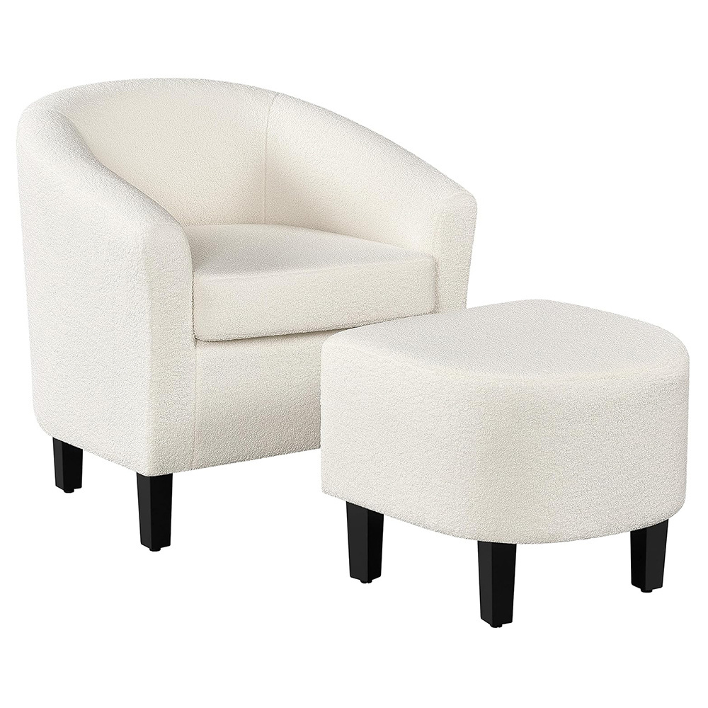 Mid Century Minimalist Comfy Armchair Single Seater Fabric Hotel Accent Chairs With Footrest