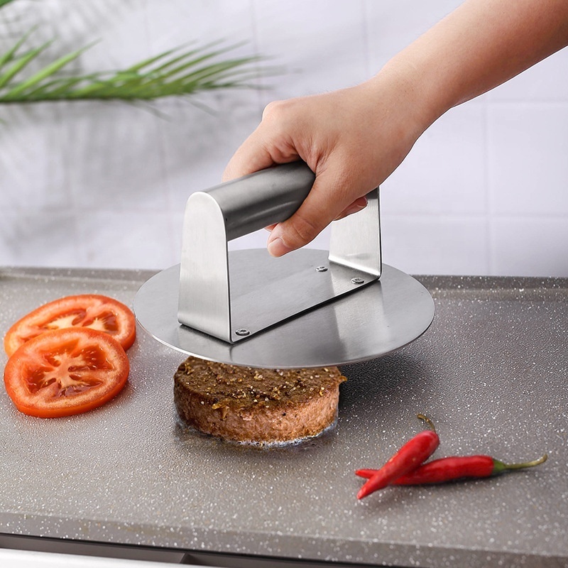 Hot sale non slip handle 5.5inch stainless steel hamburger patty maker burger press smasher