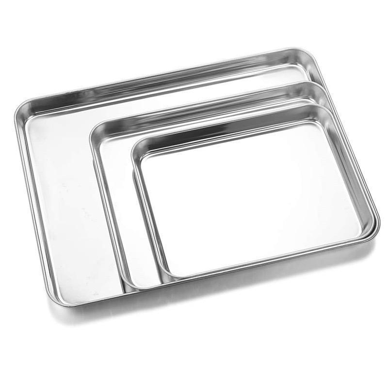 Rectangular Kitchen Grill Oven Draining Oil BBQ Plate Cooling Grid Rack Baking Trays Pan Stainless Steel Rack Set Baking Dishes