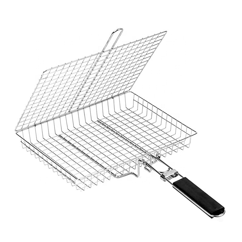 Grill Basket Value Set Barbecue BBQ Grilling Basket Stainless Steel Large Folding Grilling baskets With Handle