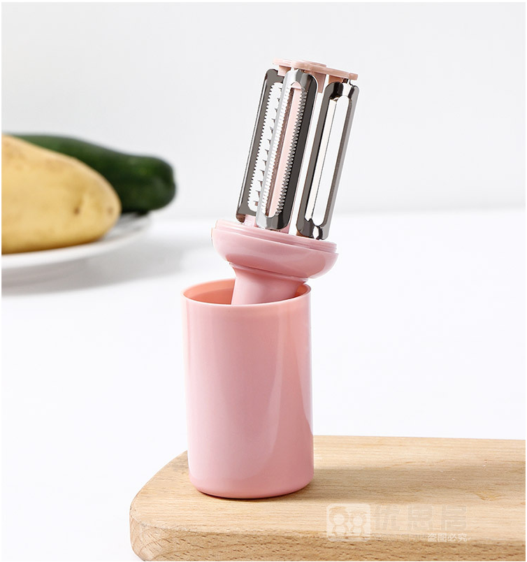 Multifunctional 3 in 1 peeling knife with cover, household fruit potato peeling knife, ginger garlic grinder