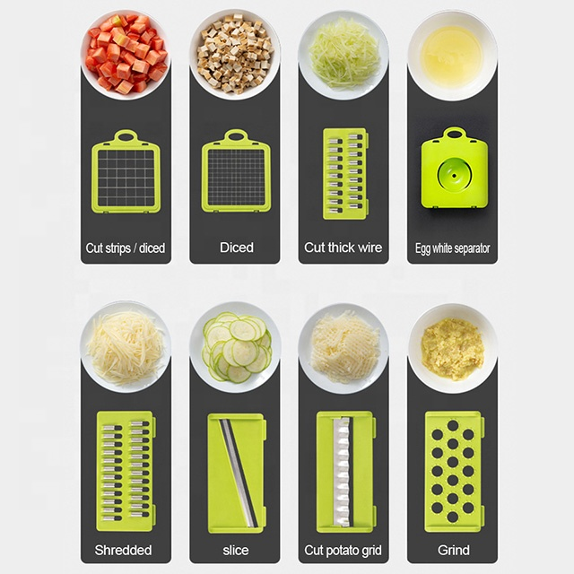 12 In 1 Hand Operated Multifunctional Spiralizer Vegetable Cutter Cheese Grater with Container Plastic Shredder Mandoline Slicer