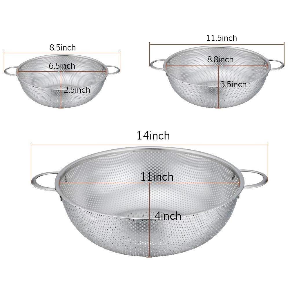 Heavy duty Dishwasher Safe 1/3/5 Quart Stainless Steel Micro-Perforated Colanders