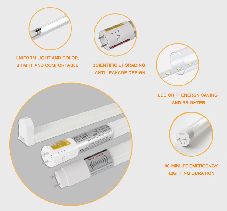 2FT 3FT 4FT T8 Tube Light 18w battery backup Emergency LED Tube 20W Lights Indoor Energy Saving