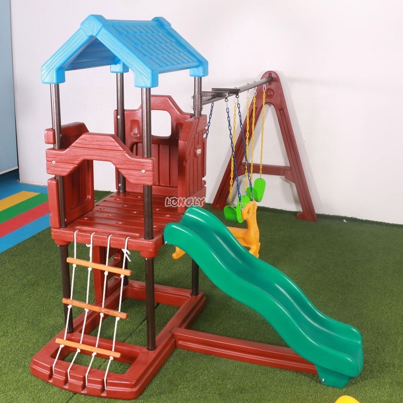 Hot sale cheap toys for children's plastic baby slide and swing set