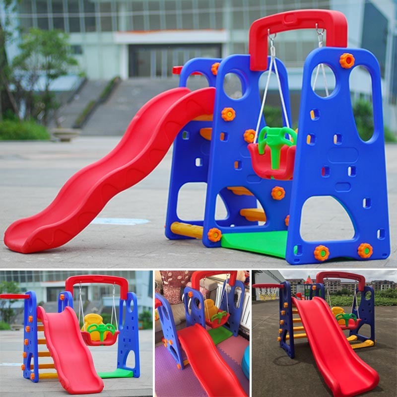 New arrival commercial kids plastic swing and slide set for sell