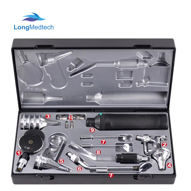 Portable ENT Diagnostic Set Eye Ophthalmoscope Nasal Otoscope Tongue and Laryngeal ENT Diagnostic Set