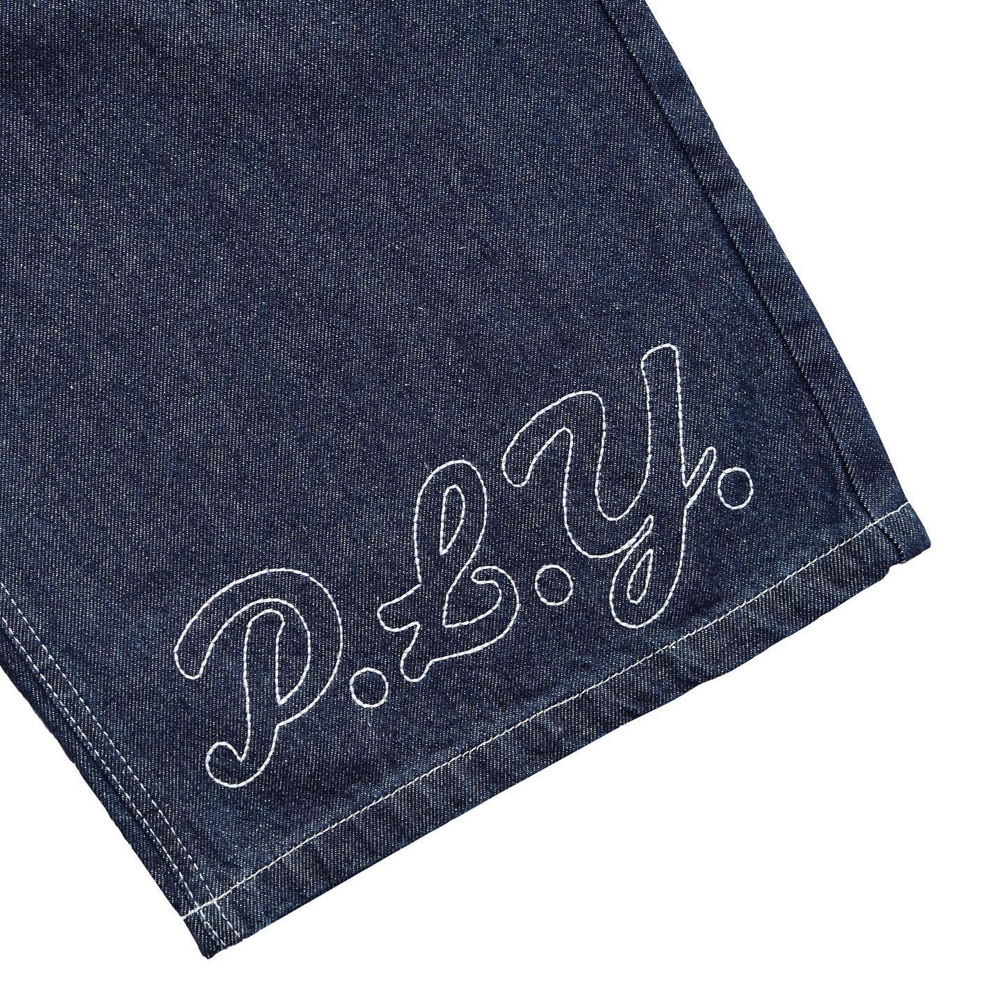 Custom Design Embroidered Logo Street Style Summer Y2K Pure Cotton Denim Washed Shorts Street Wear Jean Baggy Shorts