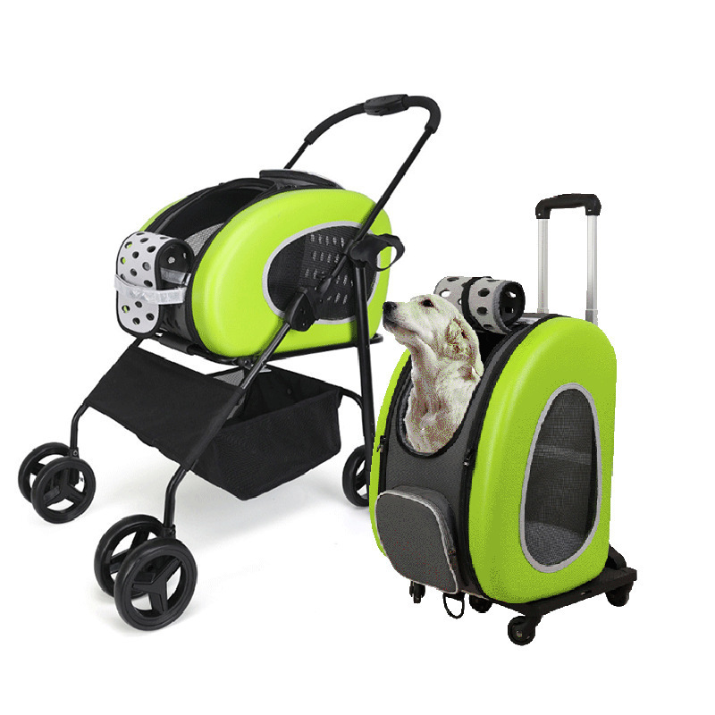 3 in 1 Folding Pet Stroller Pet Carrier 4 Wheels Medium Dog Cat Detachable Pet Carriers & Travel Products