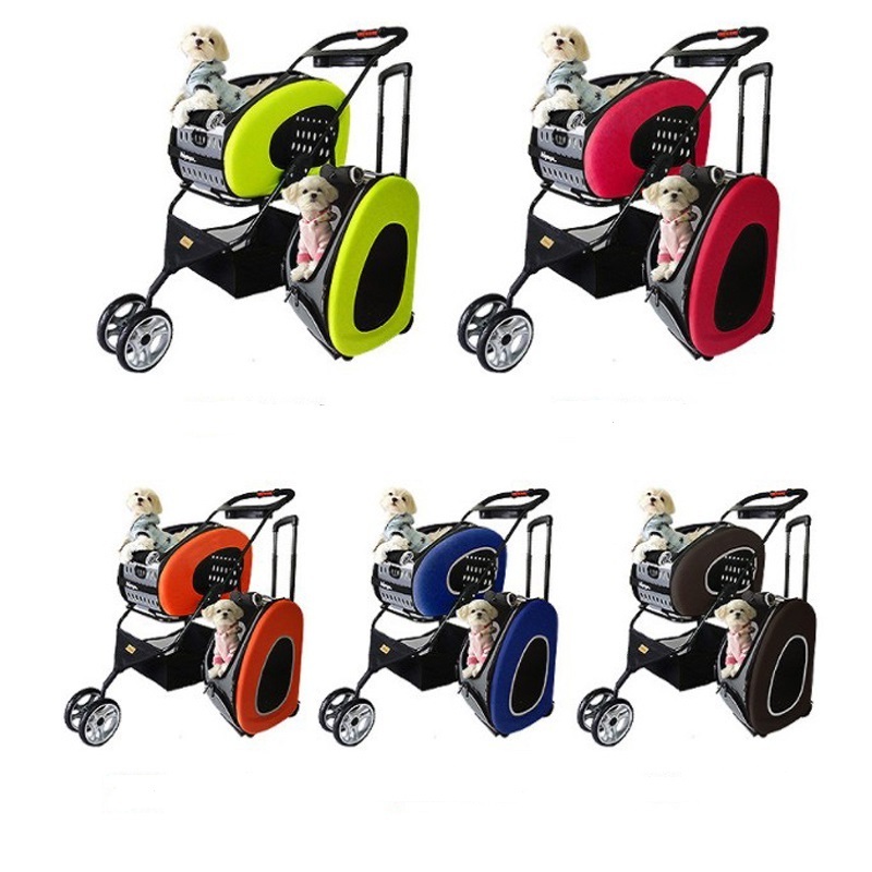 3 in 1 Folding Pet Stroller Pet Carrier 4 Wheels Medium Dog Cat Detachable Pet Carriers & Travel Products