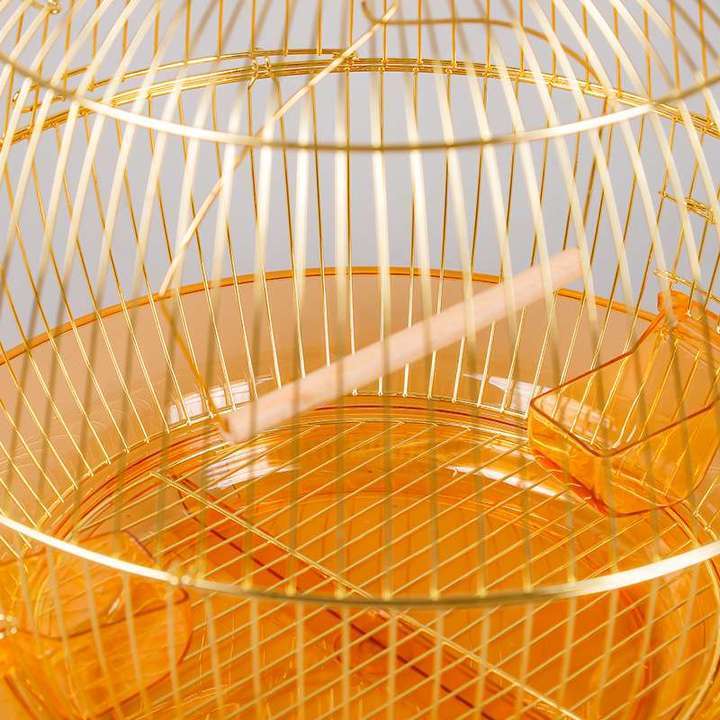 Classic Luxury Golden Bird Cage Stainless Wire Round Bird Cage For Small Parrot Outdoor