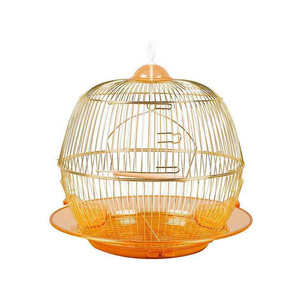 Classic Luxury Golden Bird Cage Stainless Wire Round Bird Cage For Small Parrot Outdoor