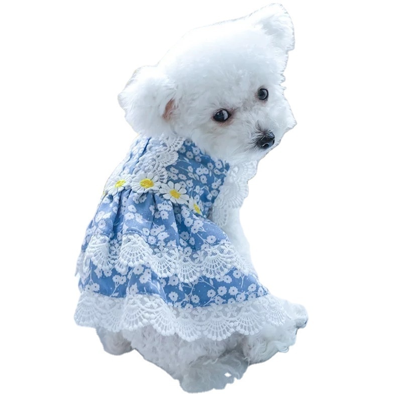 New Floral Dog Skirt Princess Dress Bichon Pomeranian Teddy Clothes Luxury Summer Clothes Thin Pet Dress