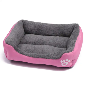 Machine Washable Ultra Soft Pet Sofa with Dog Paw Printing Pet Home Accessories Rectangle Pet Bed