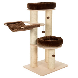 Wholesale Wooden Cat House Tree Pet Furniture Tower Climbing Kedi Aksesuarlar Condo Cat Tree Cat Tree Modern