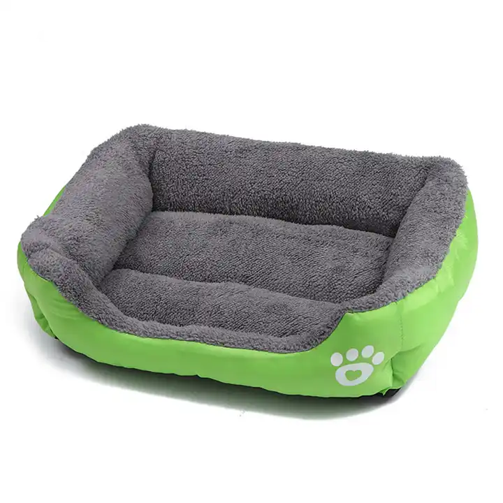 Machine Washable Ultra Soft Pet Sofa with Dog Paw Printing Pet Home Accessories Rectangle Pet Bed