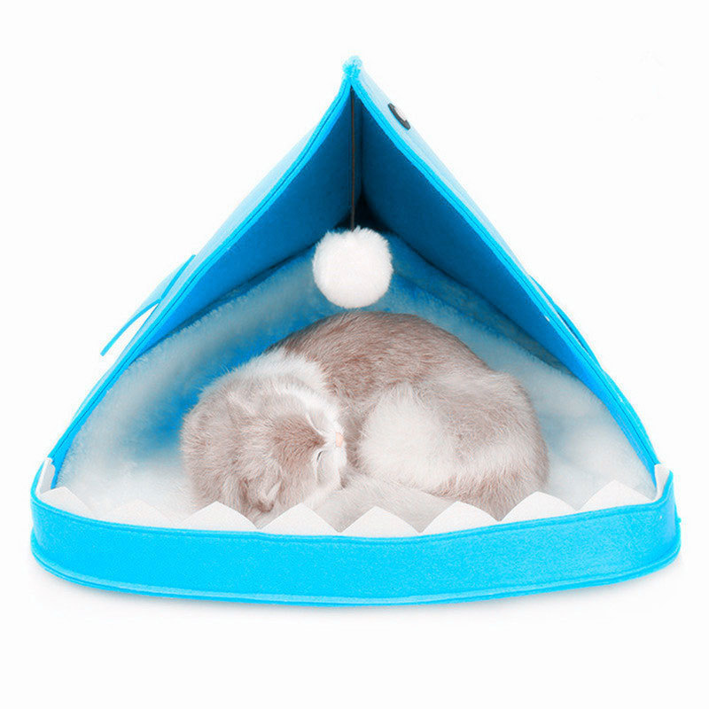 New Hot Sale Travel Outdoor Felt Detachable Folding Bed for Pet Portable Dog Bed Shark Shaped Cat Nest