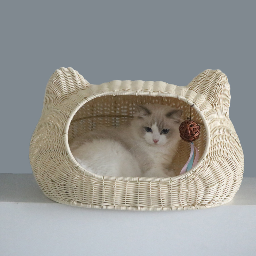 Pet Nest Washable Rattan Four Seasons Universal Cat Nest Multicolor Hand Woven Cat Bed