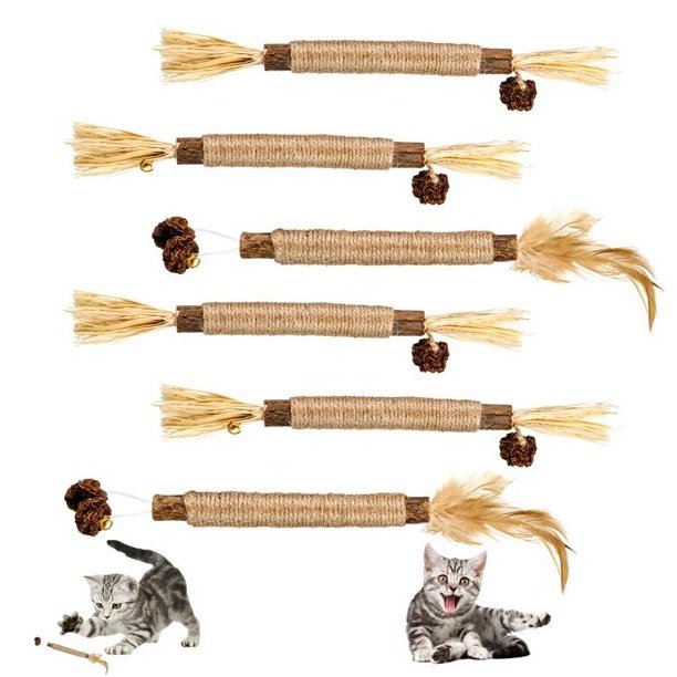 Longnew Pet  Natural Silvervine Matatabi Cat Chew Sticks Blend Sticks Lafite Grass Fruits Cat Toys