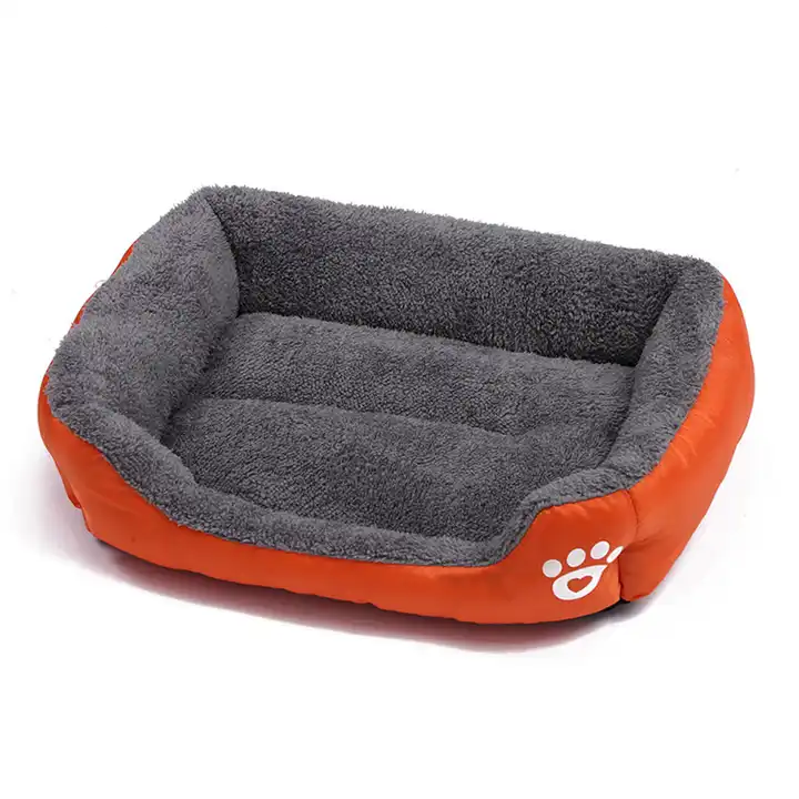 Machine Washable Ultra Soft Pet Sofa with Dog Paw Printing Pet Home Accessories Rectangle Pet Bed