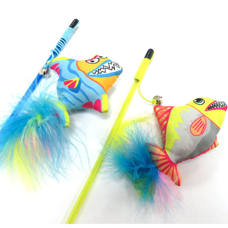 Cat Teaser Exerciser Cat Toy Wand  Toy Alternative Leather Fish Butterfly Pet Toys