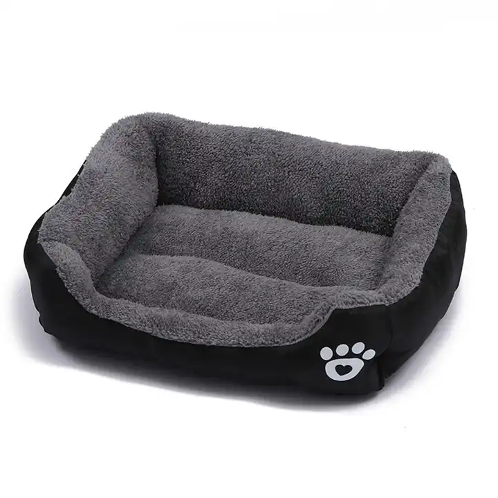 Machine Washable Ultra Soft Pet Sofa with Dog Paw Printing Pet Home Accessories Rectangle Pet Bed