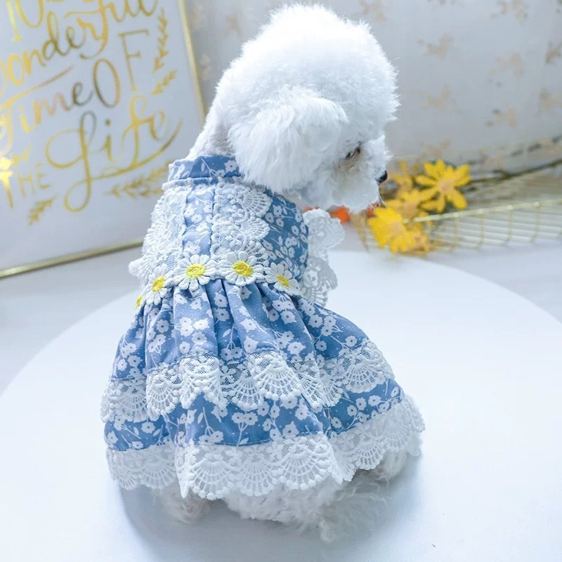 New Floral Dog Skirt Princess Dress Bichon Pomeranian Teddy Clothes Luxury Summer Clothes Thin Pet Dress