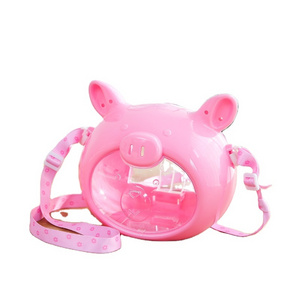 Small Pet Carrier Rabbit Hamster Cage With Cute Pig Shape Transparent Hamster Carrier