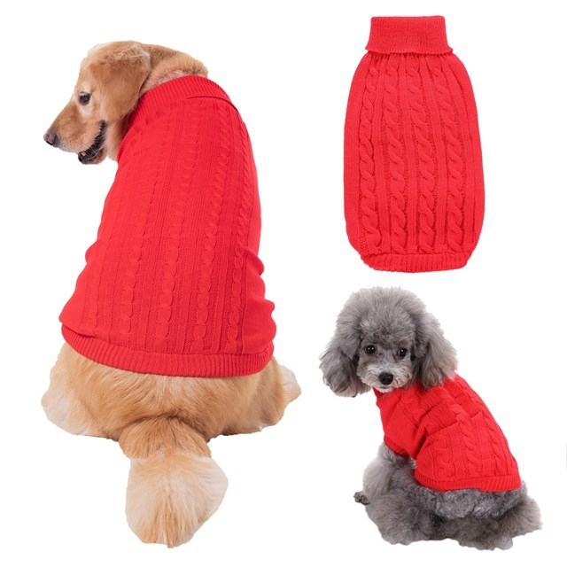 Pet Dog Warm Winter Jumper Knit Sweater Pet Clothes Classic Pet Big Dog Sweater