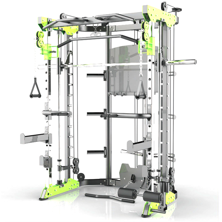 LongGlory Commercial Integrated Gym Trainer Power Rack Functional Barbell Weightlifting Half Cage Smith Machine