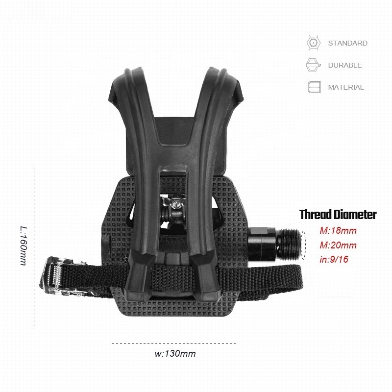 Longglory New Collection Spinning Bike Pedals 9/16'' Spin Bicycle With Toe Clips Exercise Spinning Bike Pedals