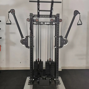 Fitness Single Cable Crossover Machine Pulley Tower Wall Mount Cable Station Pull Down With Adjustable Dual Wall Pulley System