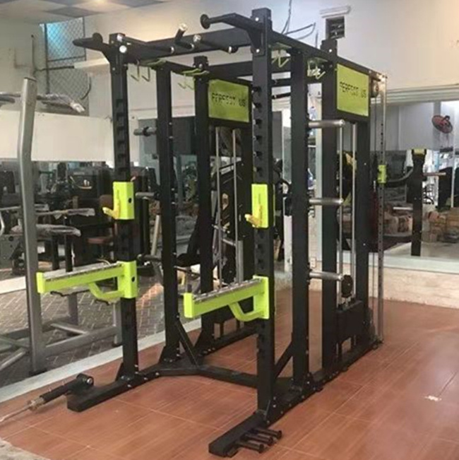 LongGlory Multi Functional Trainer Cable Crossover Smith Machine With Squat Rack