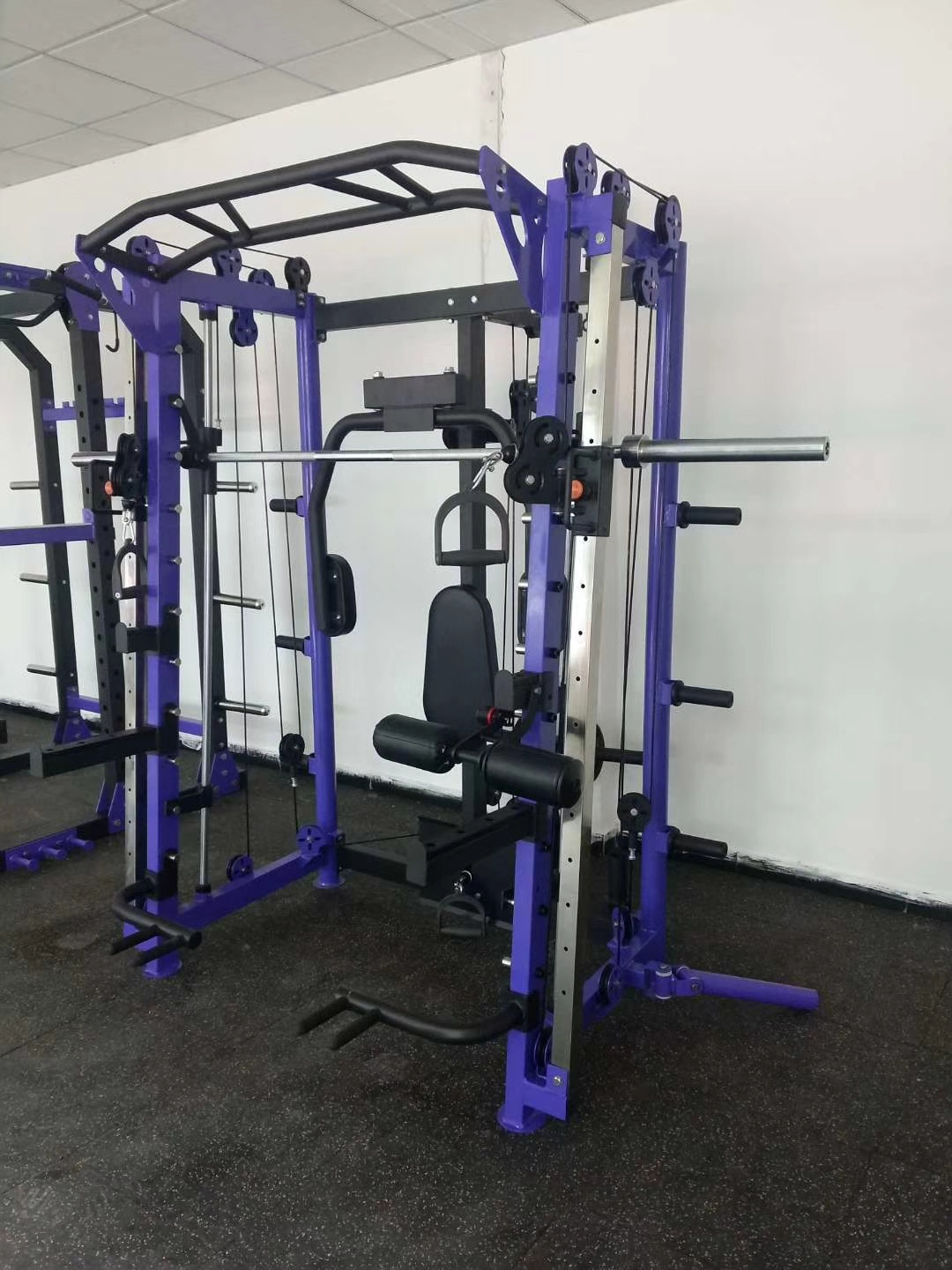 LongGlory Professional 3 In 1 Smith Power Rack Cage Smith Machine Multi Functional Trainer With Pec Fly