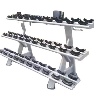 LongGlory China Factory Gym Equipment 3 Layer Heavy Dumbbell Storage Rack Set