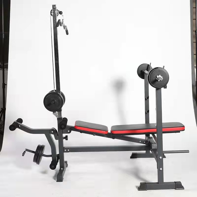 Longglory Multi Functional Barbell Weight Lifting Power Rack High Pulley Adjustable Weight Bench