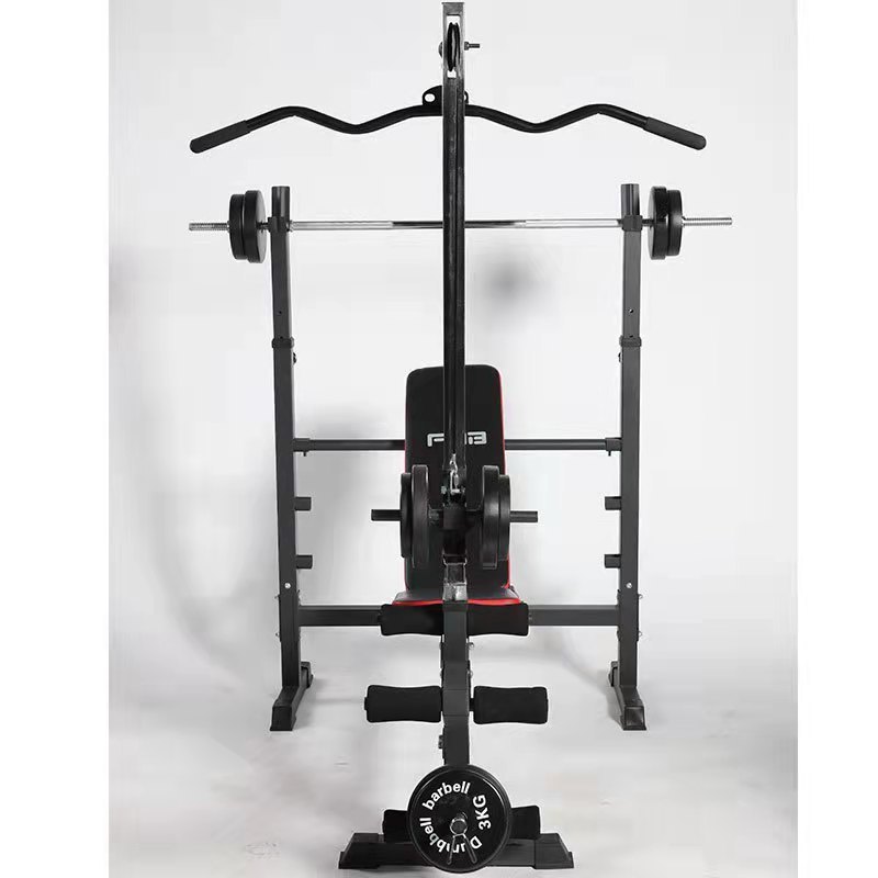 Longglory Multi Functional Barbell Weight Lifting Power Rack High Pulley Adjustable Weight Bench