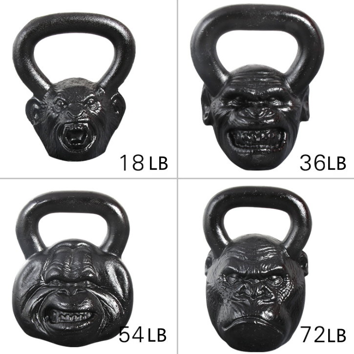 Factory Direct Sale Cast Iron Animal Face Kettlebell Home Gym Fitness Equipment Gorilla Kettlebell In LB Monkey Head Kettlebell