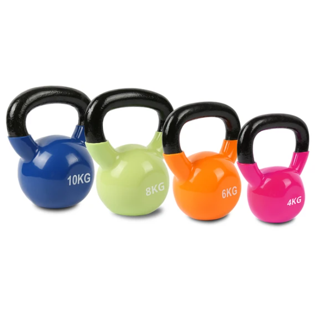 China Gym Equipment Competition Custom 2.5 To 32kg Cast Iron Vinyl Neoprene Sport Dumbbell Kettlebell Set