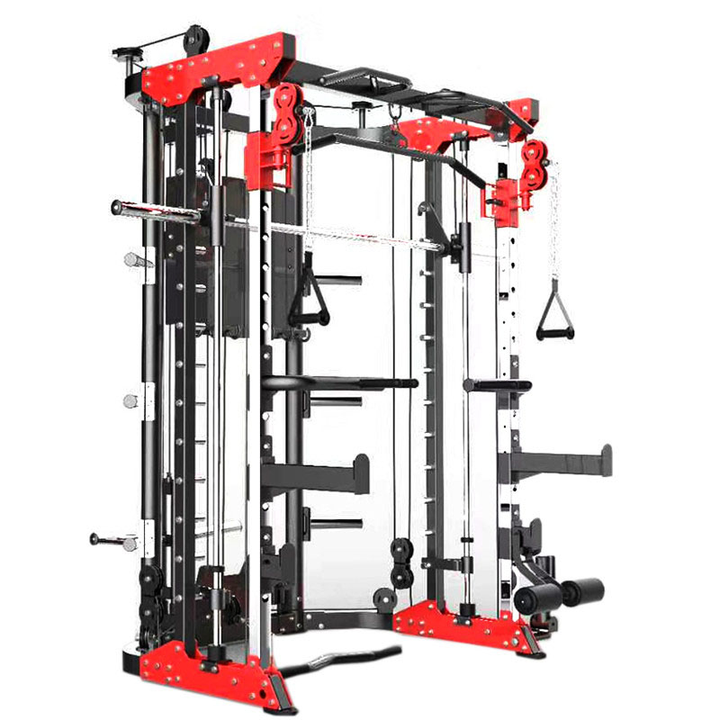 LongGlory Commercial Integrated Gym Trainer Power Rack Functional Barbell Weightlifting Half Cage Smith Machine