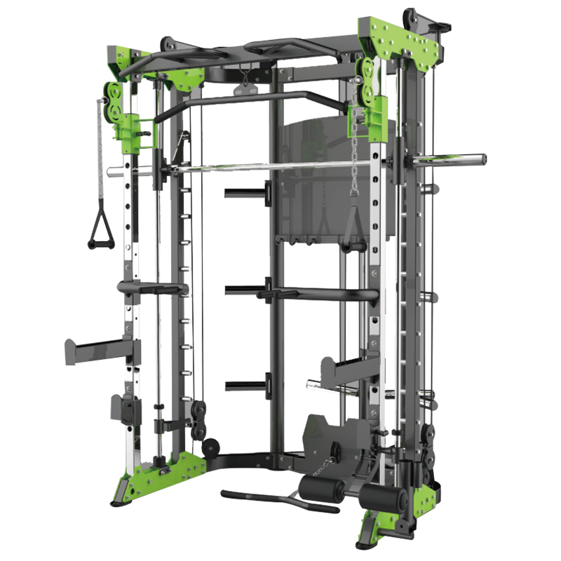 LongGlory Commercial Integrated Gym Trainer Power Rack Functional Barbell Weightlifting Half Cage Smith Machine